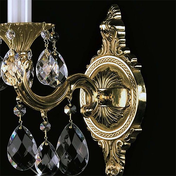 【ART GLASS】真鍮製クリスタルブラケット「SARKA」1灯(W100×H360mm)