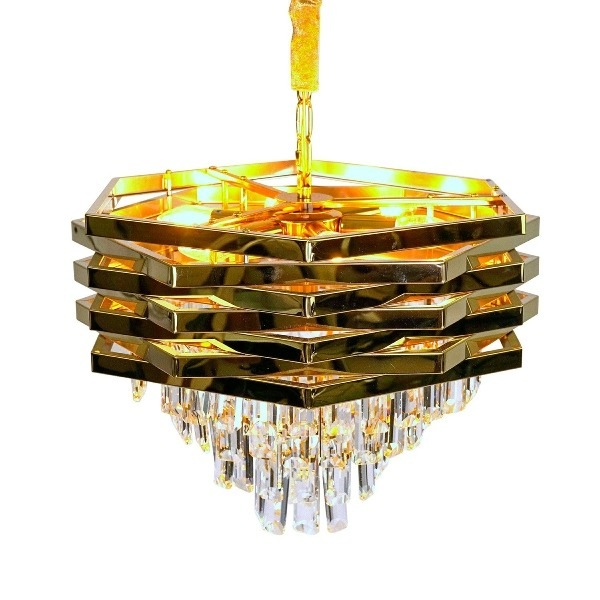 【1台在庫有!】【WERNER VOβ】ドイツ デザイン照明 クリスタルライト ゴールド (φ500mm)