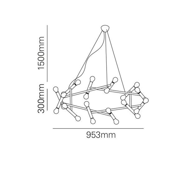 【MARETTI】オランダ・インテリア照明「HELIOS」24灯 BRASS(W953×H300mm)