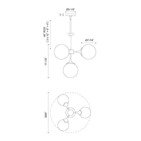 【Alora】アメリカ デザイン照明 「Nouveau」 4灯 ゴールド(W661×H436mm)