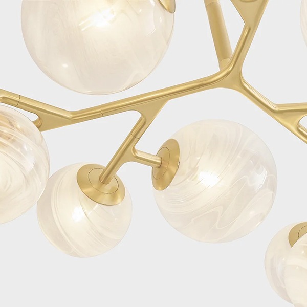 【CORBETT】アメリカ・ガラスシェード バブルシャンデリア「Glasgow」15灯 ゴールド（W1169×H318mm）