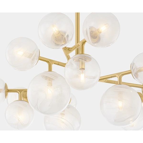 【CORBETT】アメリカ・ガラスシェード バブルシャンデリア「Glasgow」15灯 ゴールド（W1169×H318mm）