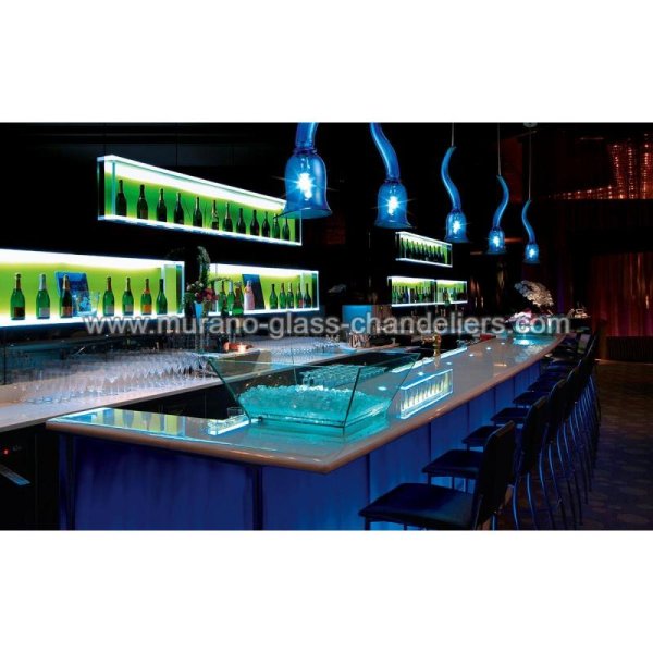 【MURANO GLASS CHANDELIERS】イタリア・ヴェネチアンガラスペンダントライト1灯「GIGLIOLA」(ホワイト)(W120×H450mm)