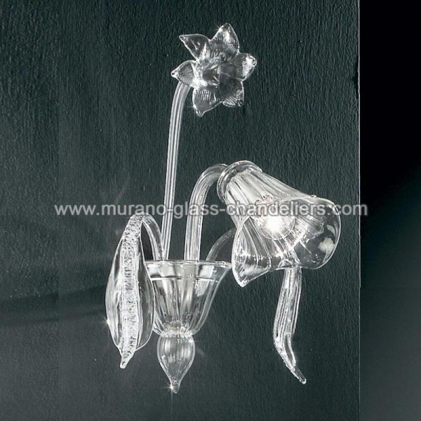 【MURANO GLASS CHANDELIERS】イタリア・ヴェネチアンガラスウォールライト1灯「AMANITA」（W300×D370×H400mm）