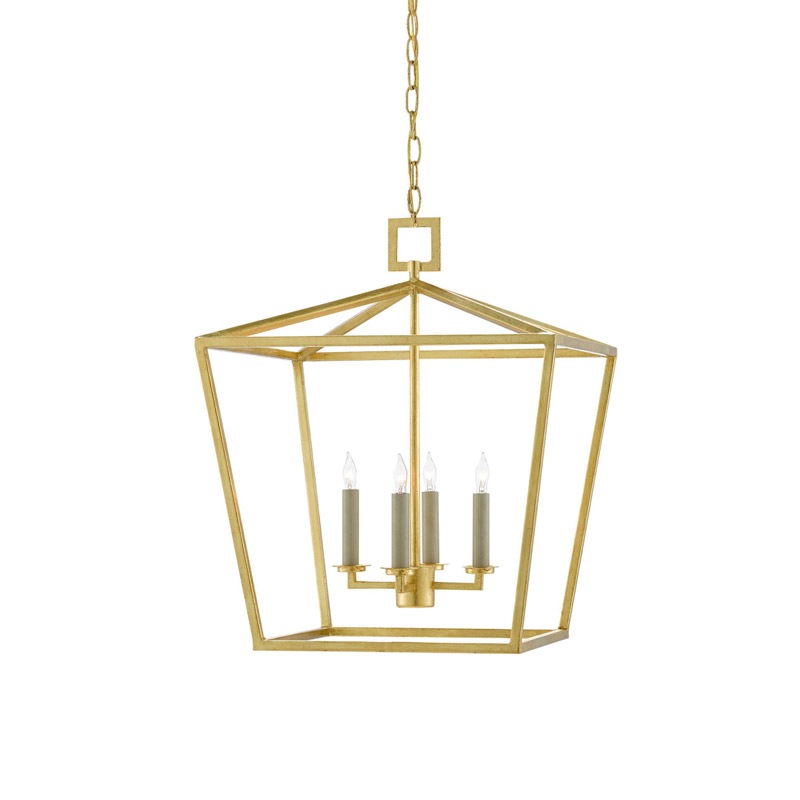 【CURREY】アメリカ・ランタンペンダントライト 4灯「Denison」M ゴールド（W457×D457×H558mm）