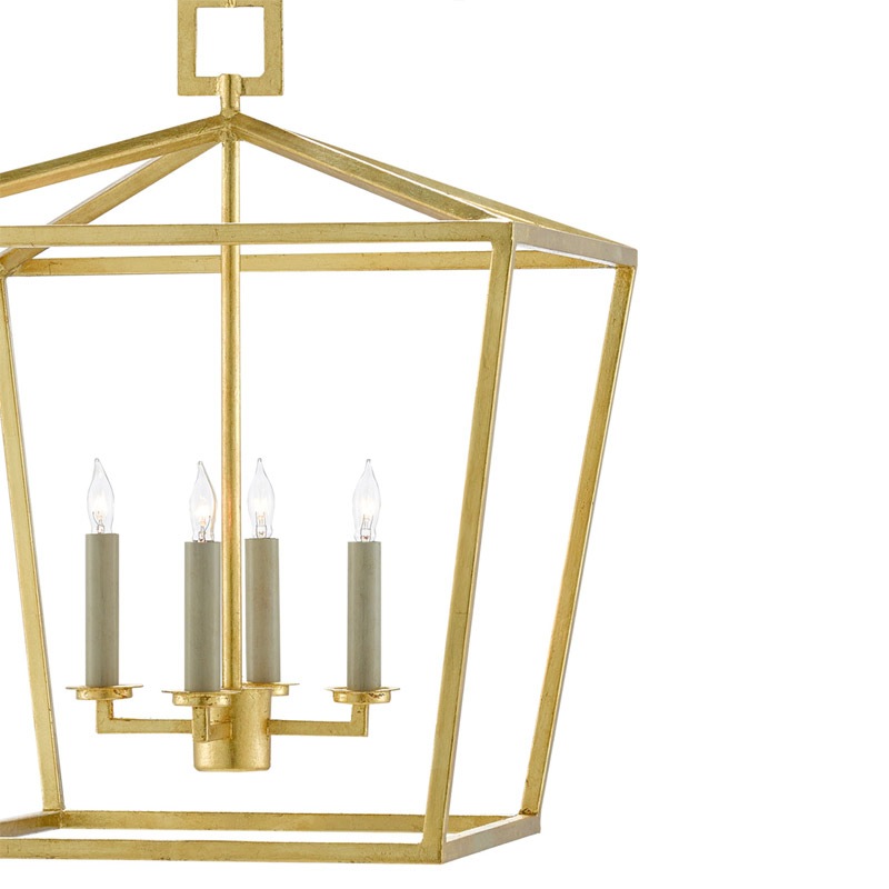 【CURREY】アメリカ・ランタンペンダントライト 4灯「Denison」M ゴールド（W457×D457×H558mm）