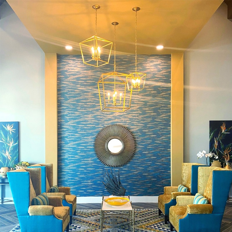 【CURREY】アメリカ・ランタンペンダントライト 4灯「Denison」M ゴールド（W457×D457×H558mm）