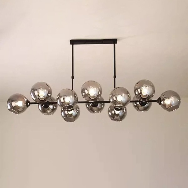 デザイン照明 ガラスシェードペンダントライト ブラック 8/12灯(W990/1450mm)