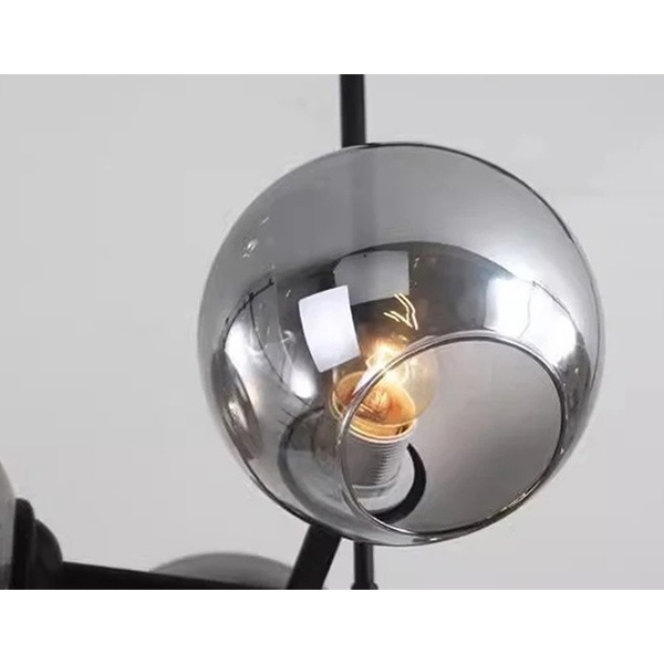 デザイン照明 ガラスシェードペンダントライト ブラック 8/12灯(W990/1450mm)