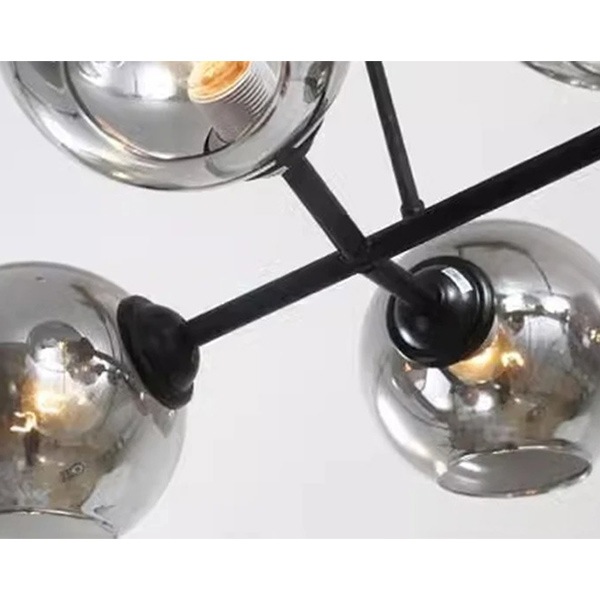 デザイン照明 ガラスシェードペンダントライト ブラック 8/12灯(W990/1450mm)