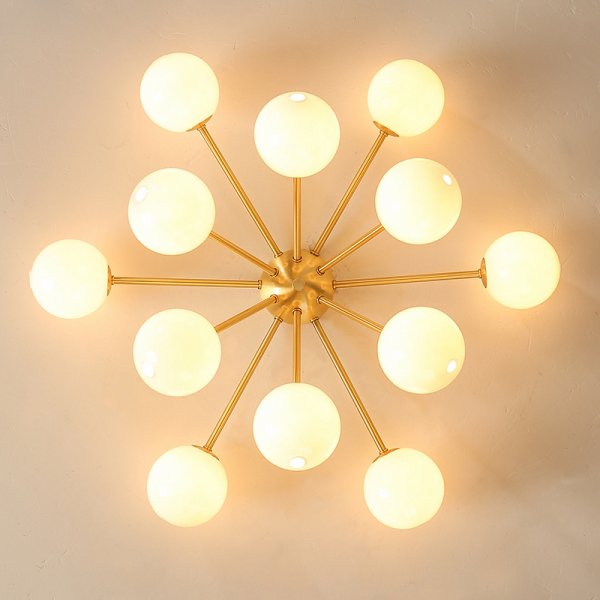 【E-Light】LEDシャンデリア ホワイトガラス/クリアガラス 9/12灯 （D500～D680mm×H220mm）