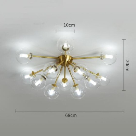 【E-Light】LEDシャンデリア ホワイトガラス/クリアガラス 9/12灯 （D500～D680mm×H220mm）