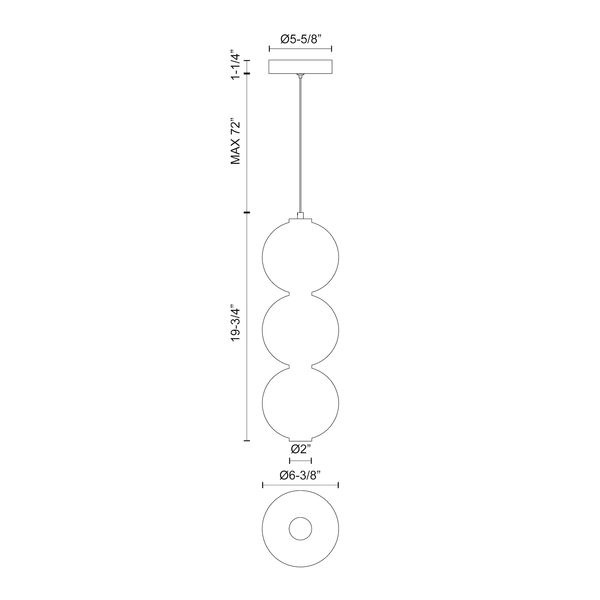 【Alora】アメリカ  デザイン照明ペンダントライト 「Bijou」 マットブラック（W163×H502mm）