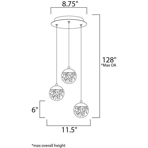 【ET2】アメリカ・シーリングペンダントライト「ORB II」3灯（W290×L290×H150-3250mm）