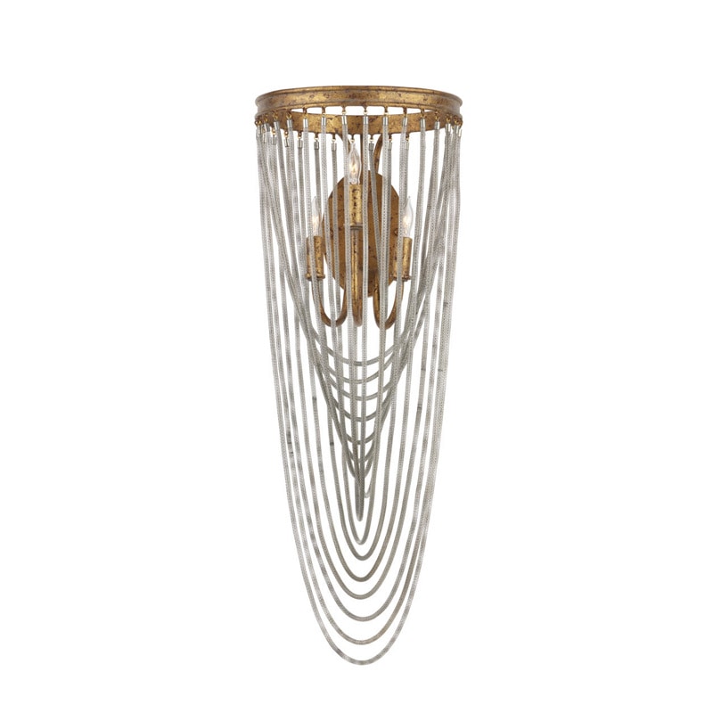 【CURREY】アメリカ・ウォールライト 3灯「Lucien」ゴールド（W260×D311×H717mm）