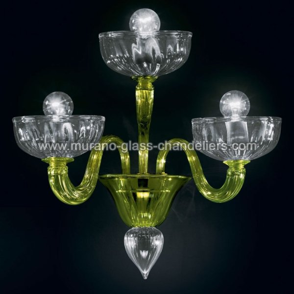 【MURANO GLASS CHANDELIERS】イタリア・ヴェネチアンガラスウォールライト3灯「ANDRONICO」(W400×D300×H350mm)