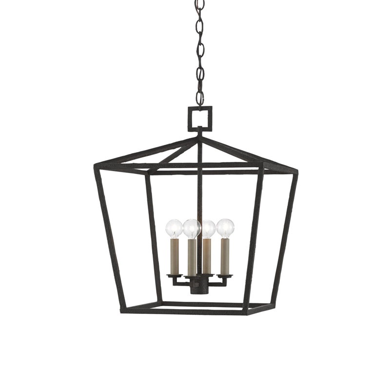 【CURREY】アメリカ・ランタンペンダントライト 4灯「Denison」M ブラック（W457×D457×H558mm）