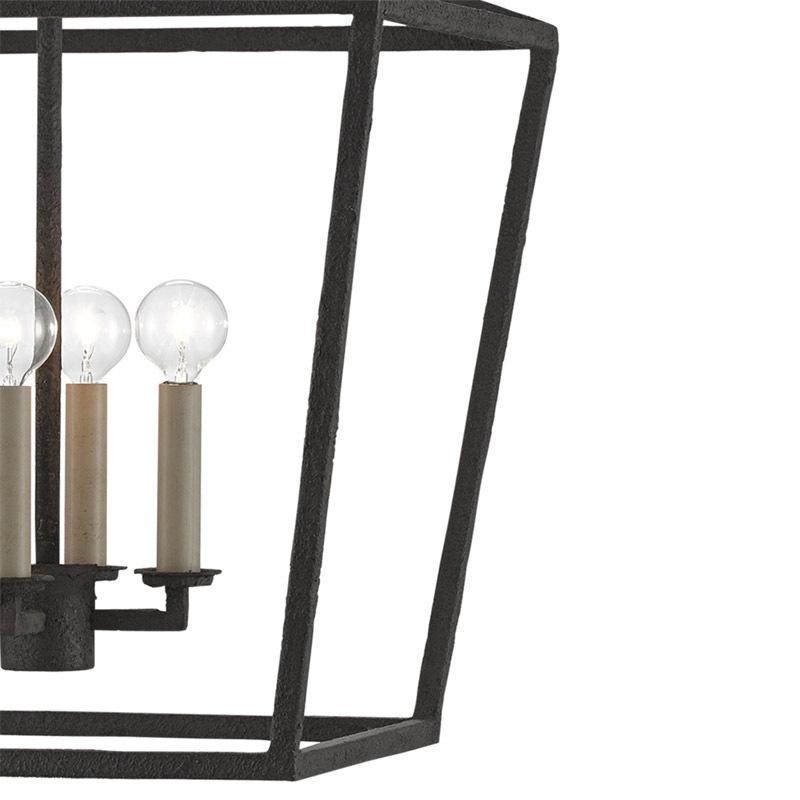 【CURREY】アメリカ・ランタンペンダントライト 4灯「Denison」M ブラック（W457×D457×H558mm）