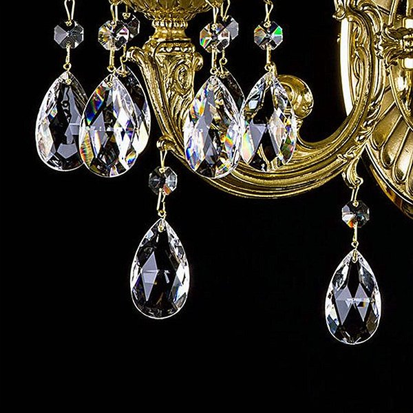 【ART GLASS】真鍮製クリスタルブラケット「SAGA」2灯(W360×H280mm)