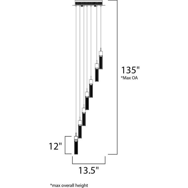 【ET2】アメリカ・LEDシーリングペンダントライト「FIZZ III」7灯（W340×L340×H300-3430mm）