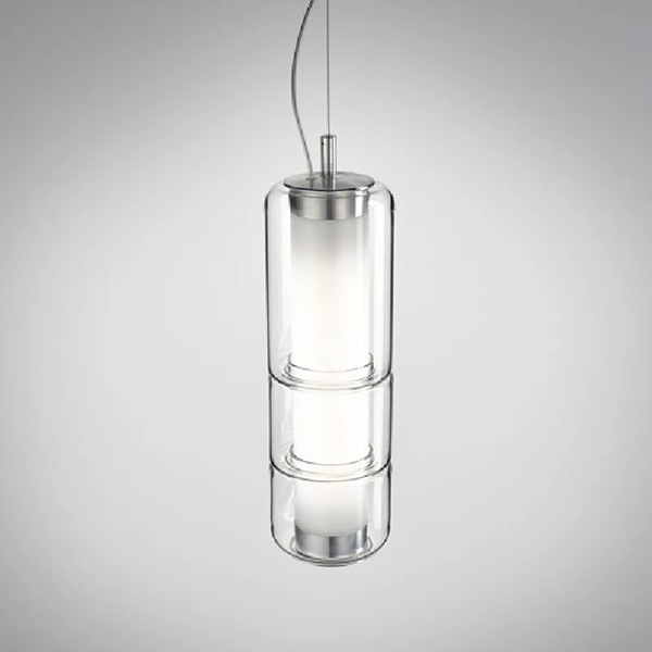 【LEUCOS】イタリア・デザイン照明「Stacking」ペンダントライト　クリア（φ100×H332mm）