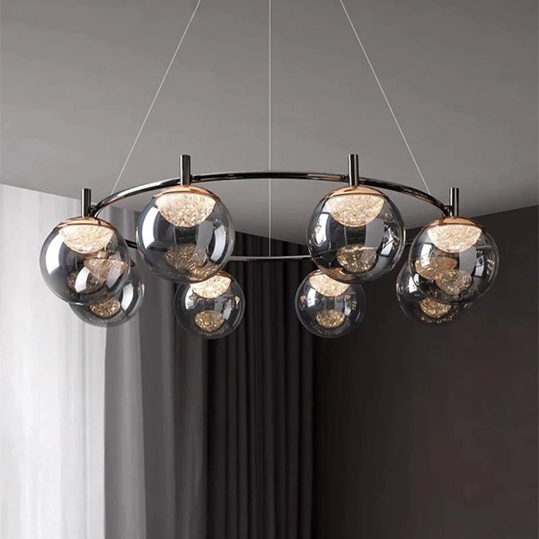 デザイン照明　ガラスシェードペンダントライト　ブラック・4～12灯（φ500～1000mm）