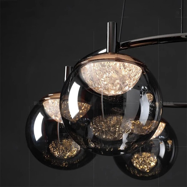 デザイン照明　ガラスシェードペンダントライト　ブラック・4～12灯（φ500～1000mm）