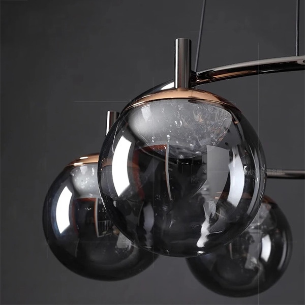 デザイン照明 ガラスシェードペンダントライト ブラック・4～12灯