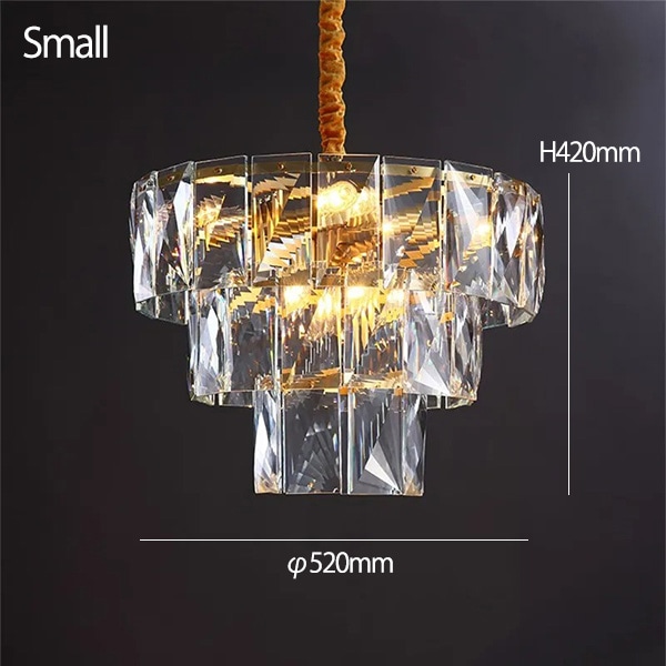 デザイン照明 モダンクリスタルペンダントライト ゴールド（φ520