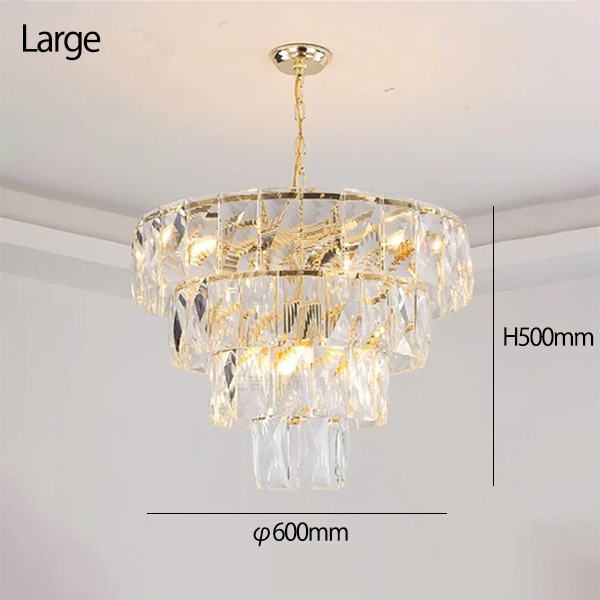 デザイン照明 モダンクリスタルペンダントライト ゴールド（φ520