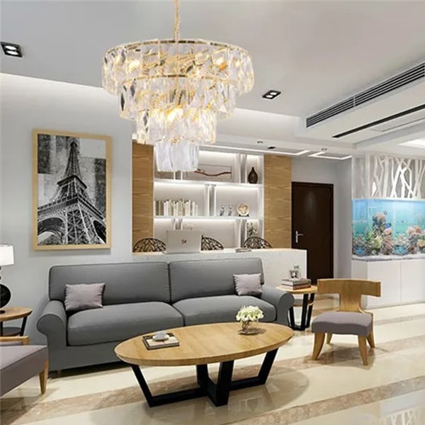 デザイン照明 モダンクリスタルペンダントライト ゴールド（φ520