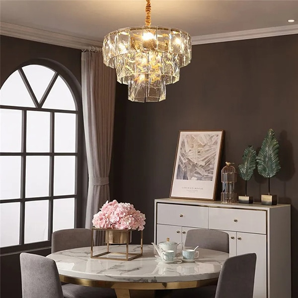 デザイン照明 モダンクリスタルペンダントライト ゴールド（φ520