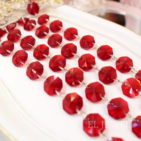 【即納可！】チャイニーズクリスタルラインパーツ レッド (100cm)