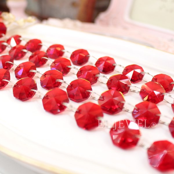 【即納可！】チャイニーズクリスタルラインパーツ レッド (100cm)