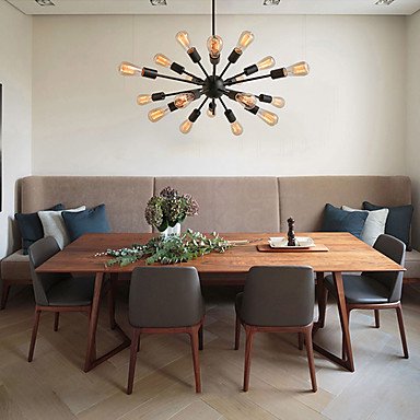 美品：シャンデリア デザイン照明 スプートニク シャンデリア 18灯 ブラック（約W750