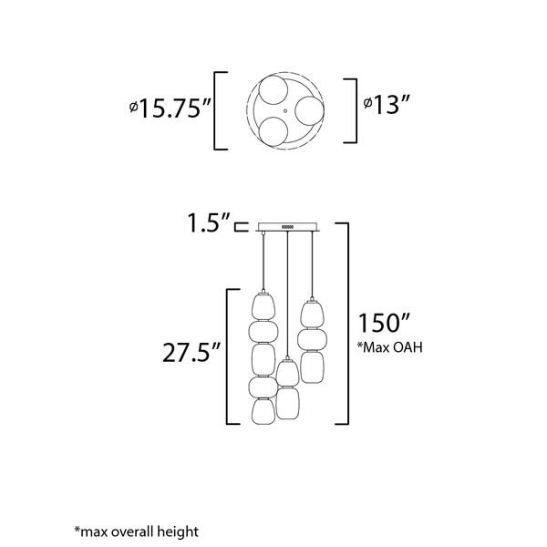 【ET2】アメリカ・シーリングペンダントライト「SOJI」3灯（W400×L400×H700-3810mm）