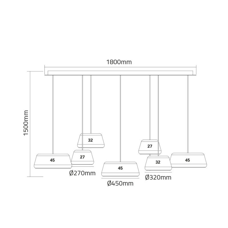 【MARETTI】オランダ・シーリングペンダントライト7灯「Hala Tommy」（W1800×H1500mm）
