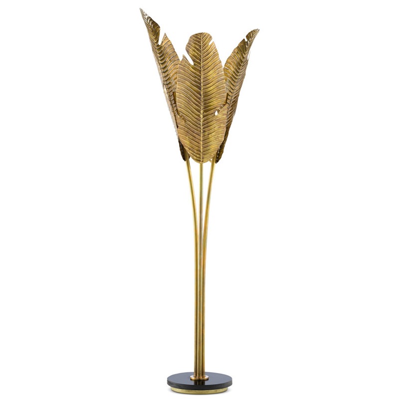 【CURREY】アメリカ・フロアライト 3灯「Tropical」ゴールド（W609×D584×H2120mm）