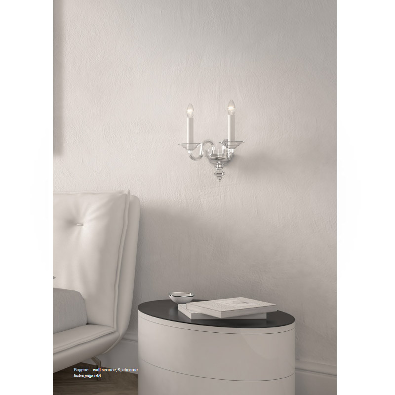 【Preciosa】「Eugene S」クリスタルウォールライト 2灯 クローム（W310×D190×H310mm）