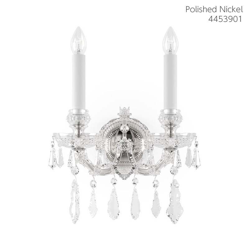 【Preciosa】「Maria Theresa S」クリスタルウォールライト 2灯 クローム（W300×D260×H380mm）