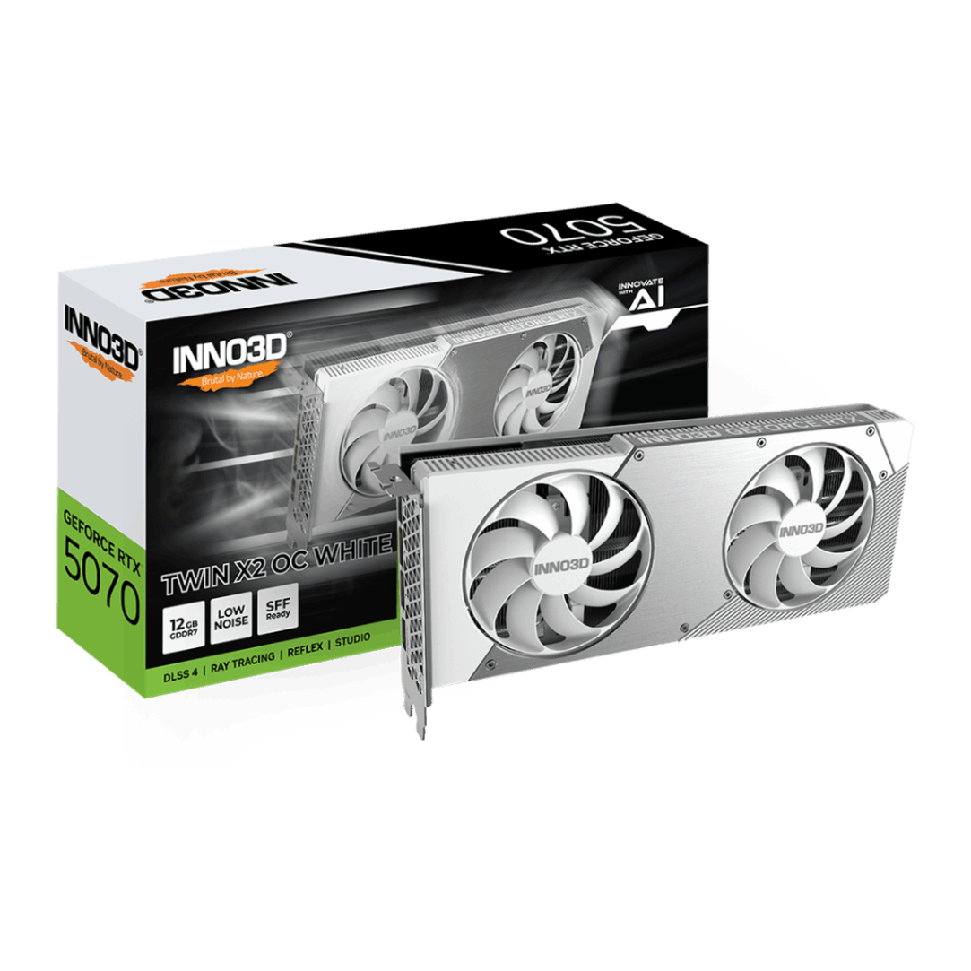 【プレミアムアウトレット品】 INNO3D GeForce RTX 5070 TWIN X2 OC WHITE N50702-12D7X-195064W (GO000152) 2.0スロット厚モデル ※箱潰れ
