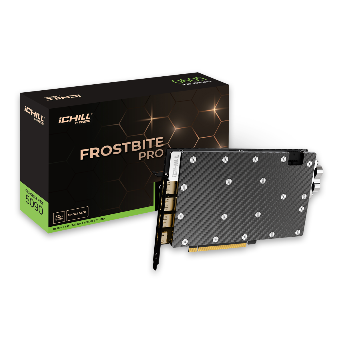 INNO3D GeForce RTX 5090 iCHILL FROSTBITE PRO C50903-32D7X-1759FBP 1.0スロット厚モデル