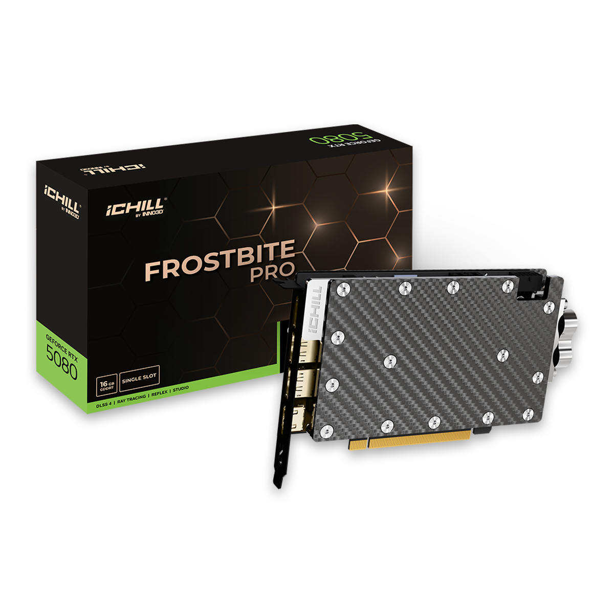 INNO3D GeForce RTX 5080 iCHILL FROSTBITE PRO C50803-16D7X-1760FBP 1.0スロット厚モデル