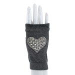 貴婦人のように、キラキラ手袋  　ハート・グレイ