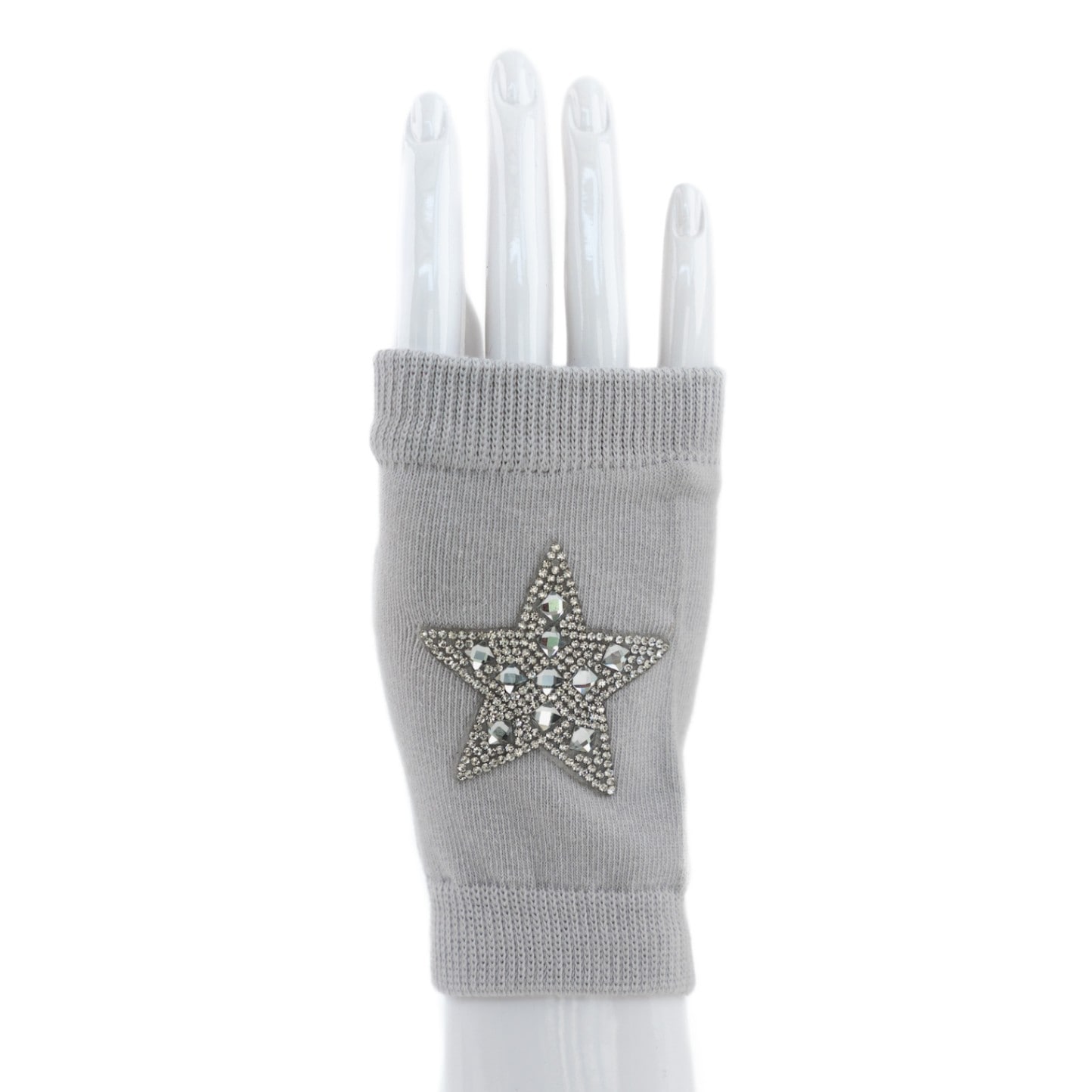 貴婦人のように、キラキラ手袋  　星・ライトグレイ