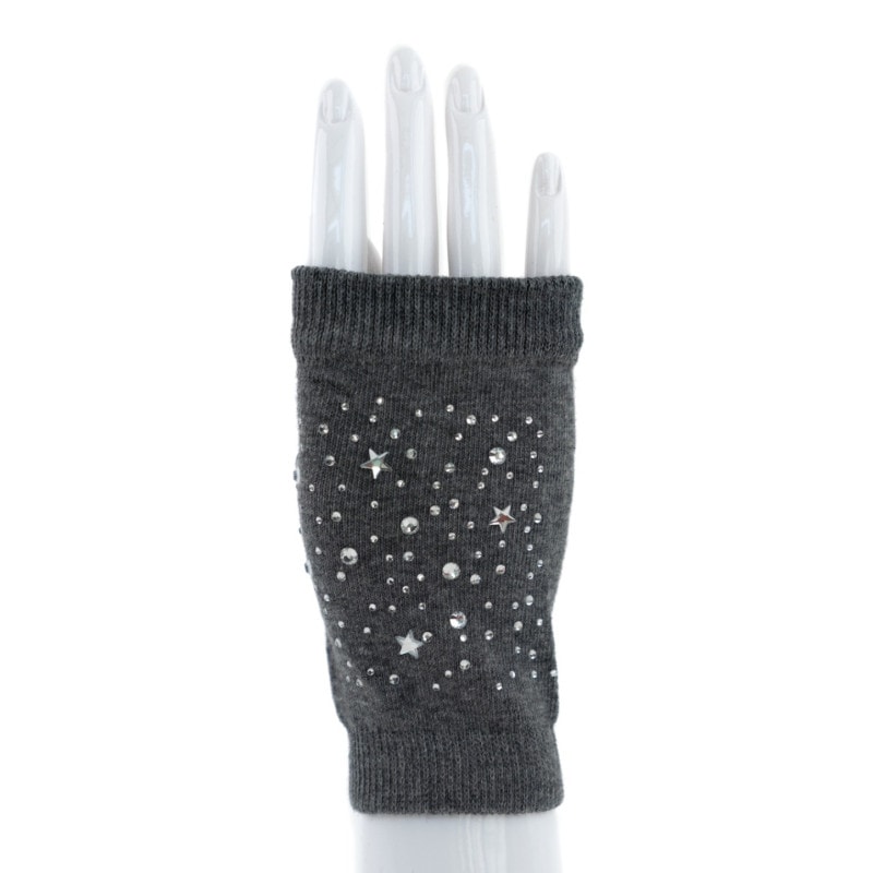 貴婦人のように、キラキラ手袋  　ドット星・グレイ
