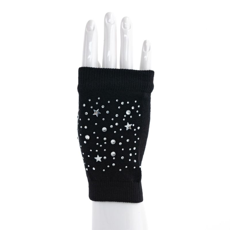 貴婦人のように、キラキラ手袋  　ドット星・黒