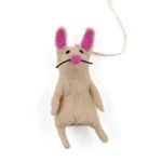 モンゴルから羊毛フェルト人形  No.08  指人形ねずみ