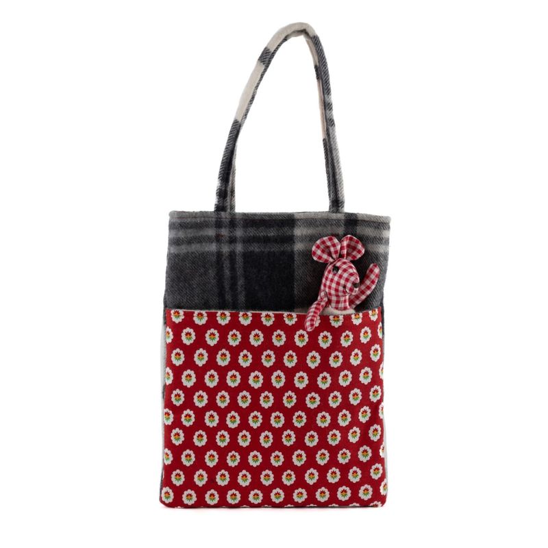 もったいない！コレクションNo97　ミニトート-マウスの着せ替え人形付き・グレイ/レッド