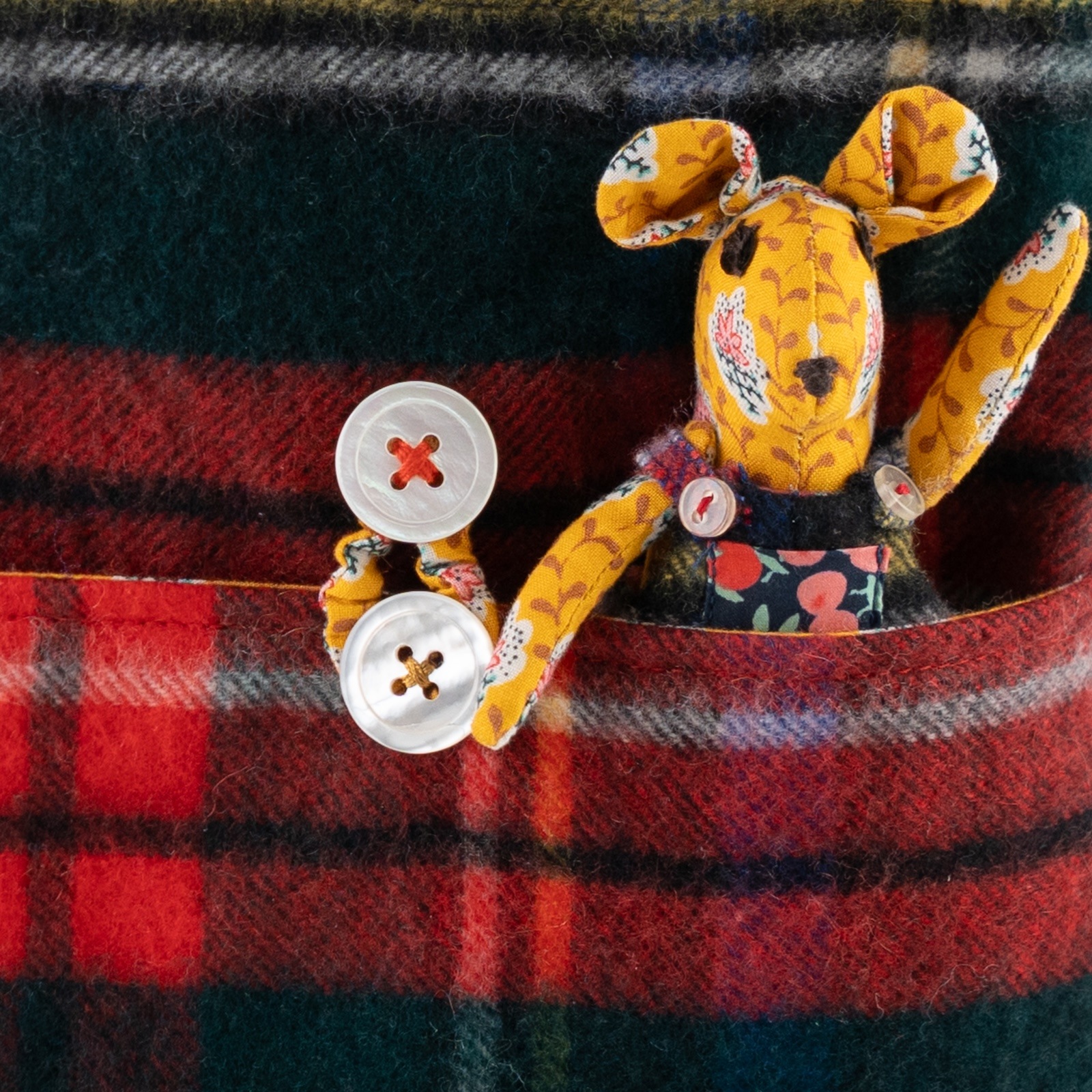 もったいない！コレクションNo98　ミニトート-マウスの着せ替え人形付き・グリーン/レッド